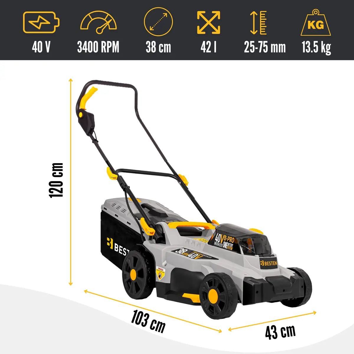 Kosiarka akumulatorowa BESTEN BE0002907 - specyfikacja